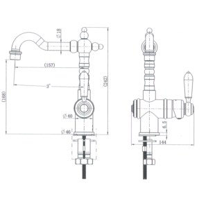 Modern Bordeaux High Rise Basin Mixer - Brushed Brass