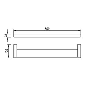 Kudos Double Towel Rail - 80cm - Chrome