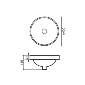 Plaza Round Semi Inset Basin - 400 Dia - White