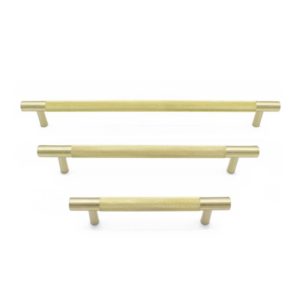Brushed Brass Knurled Drawer Pull - Charmian