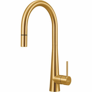 Oliveri Essente Goose Neck Pull Out Mixer - Brushed Brass