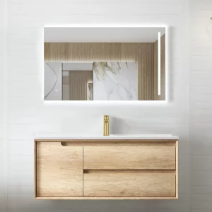 Otti Byron Hanging Vanity with Ceramic Top - Natural Oak