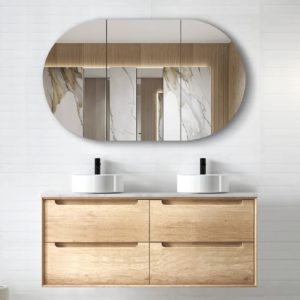 Otti Byron Hanging Vanity with 20mm Quartz Above Counter Top - Natural Oak