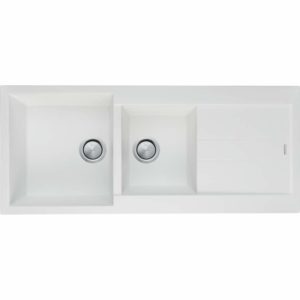 Oliveri Santorini 1 & 3/4 Bowl Topmount Sink with Drainer - White