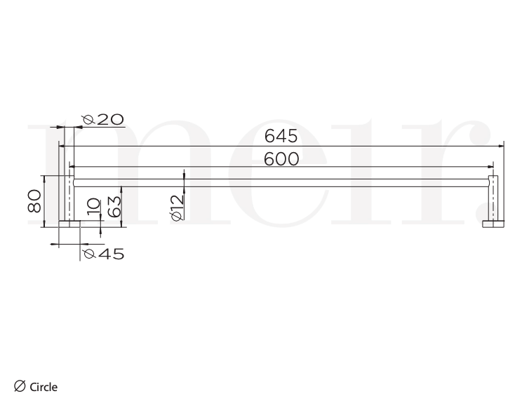Meir Round Single Towel Rail 600mm - Shadow - Image 4