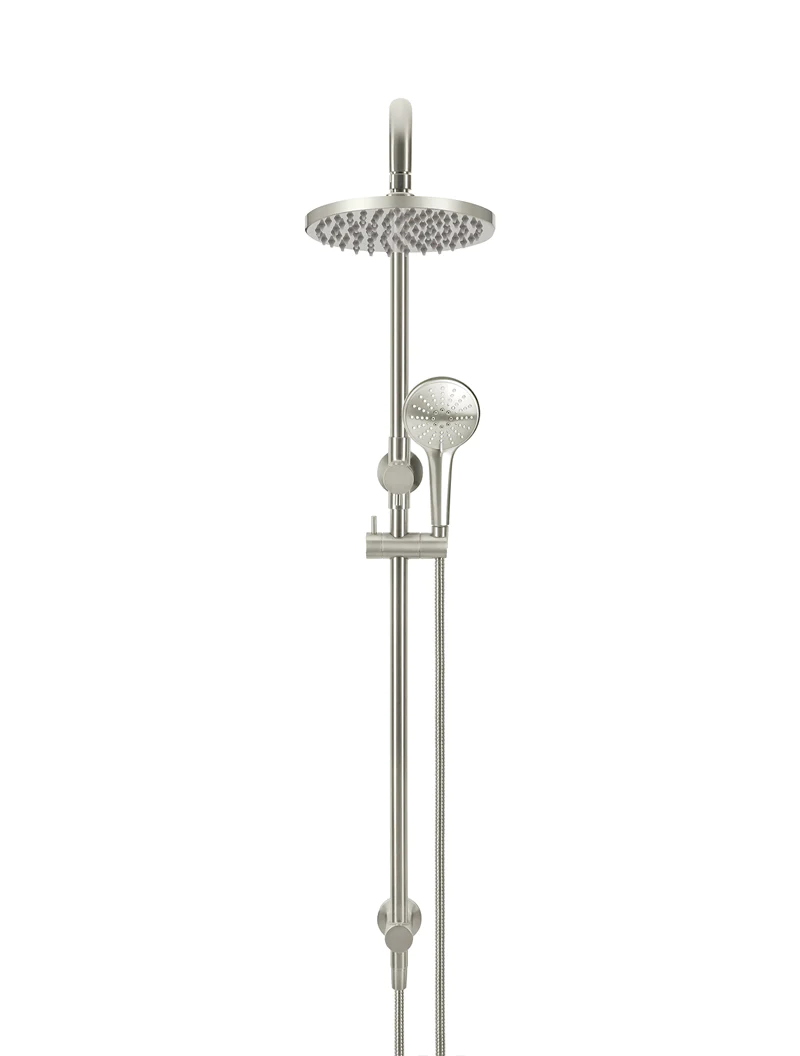 MEIR ROUND COMBINATION SHOWER RAIL 200MM ROSE, THREE FUNCTION HAND SHOWER - brushed nickel - Image 3