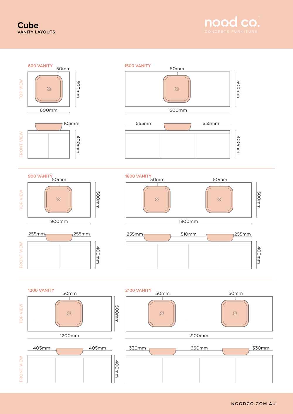 Nood Co. CUBE BASIN - WALL HUNG - POWDER BLUE - Image 3