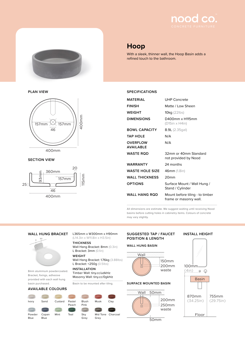 Nood Co. HOOP BASIN - WALL HUNG - ROWBOAT - Image 2