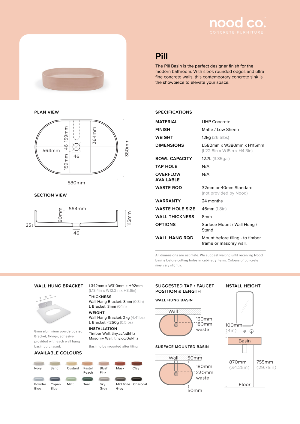 Nood Co. PILL BASIN - WALL HUNG - MINT - Image 2
