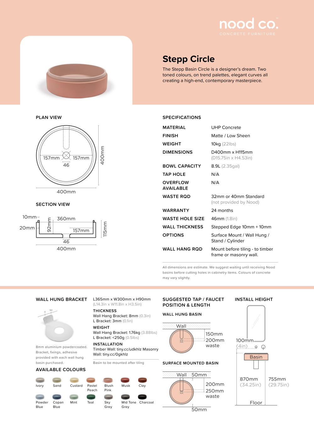 Nood Co. STEPP CIRCLE BASIN - SURFACE MOUNT - IVORY - Image 2