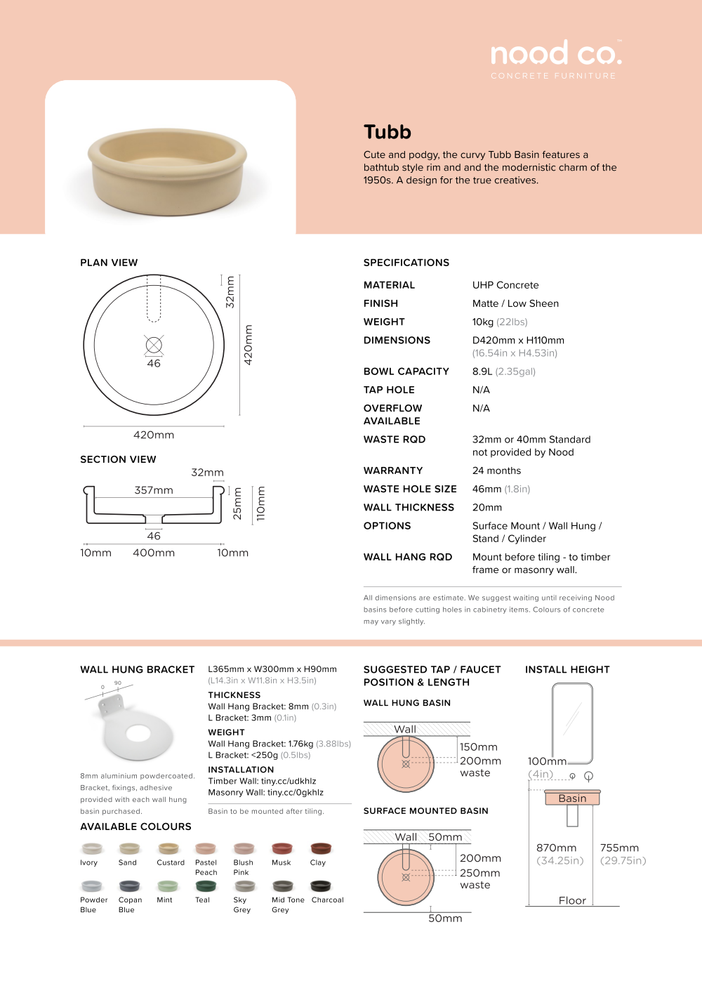 Nood Co. TUBB BASIN - SURFACE MOUNT - CUSTARD - Image 2
