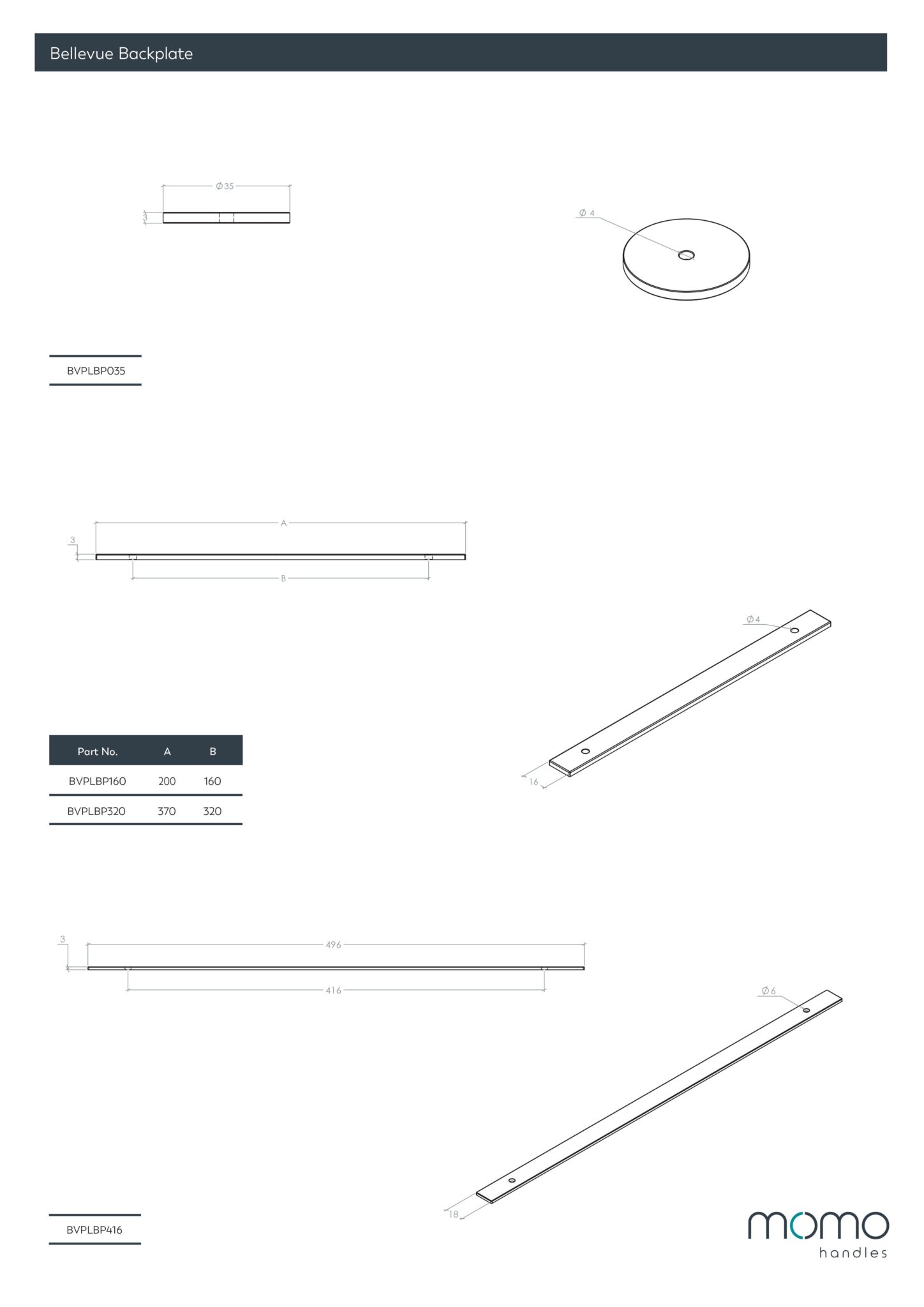 Momo Bellevue Solid Brass Backplate 320mm In - Brushed Satin Brass - Image 2