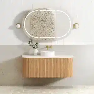 Otti Bondi FLUTED 1200MM CURVE VANITY - WOODLAND OAK