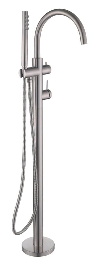 Bella Vista - Mica Freestanding Bath Mixer with Hand Shower - Brushed Nickel - Image 3