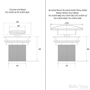 Bella Vista - Corby Bath Pop-Up Waste - Gunmetal