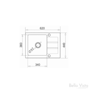 Bella Vista - Pradus Sink 620 x 440mm - Black