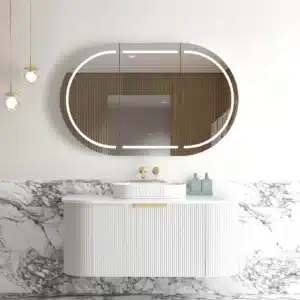 Otti Bondi 1200MM WALL HUNG FLUTED CURVE VANITY - SATIN WHITE