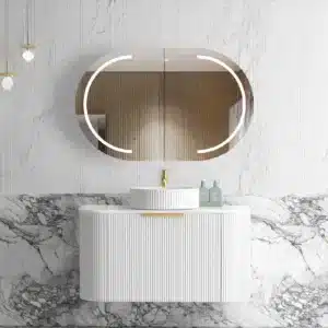 Otti Bondi 900MM WALL HUNG FLUTED CURVE VANITY - SATIN WHITE