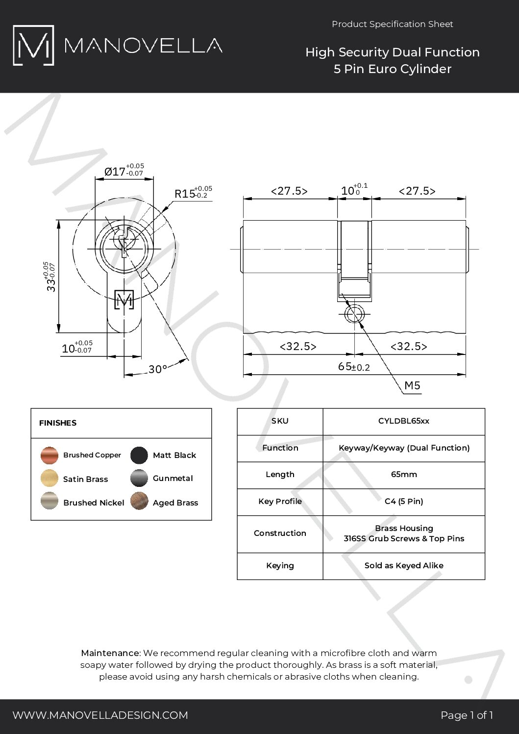 Manovella Satin Brass Sliding Door Lock Kit - Image 7