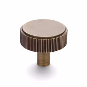 Manovella Aged Brass Round Fluted Cabinet Knob - Artemis - Image 2