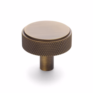 Manovella Aged Brass Round Knurled Cabinet Knob - Octavia - Image 2