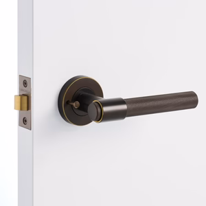 Manovella Aged Brass Knurled Privacy Door Handle - Rosedale