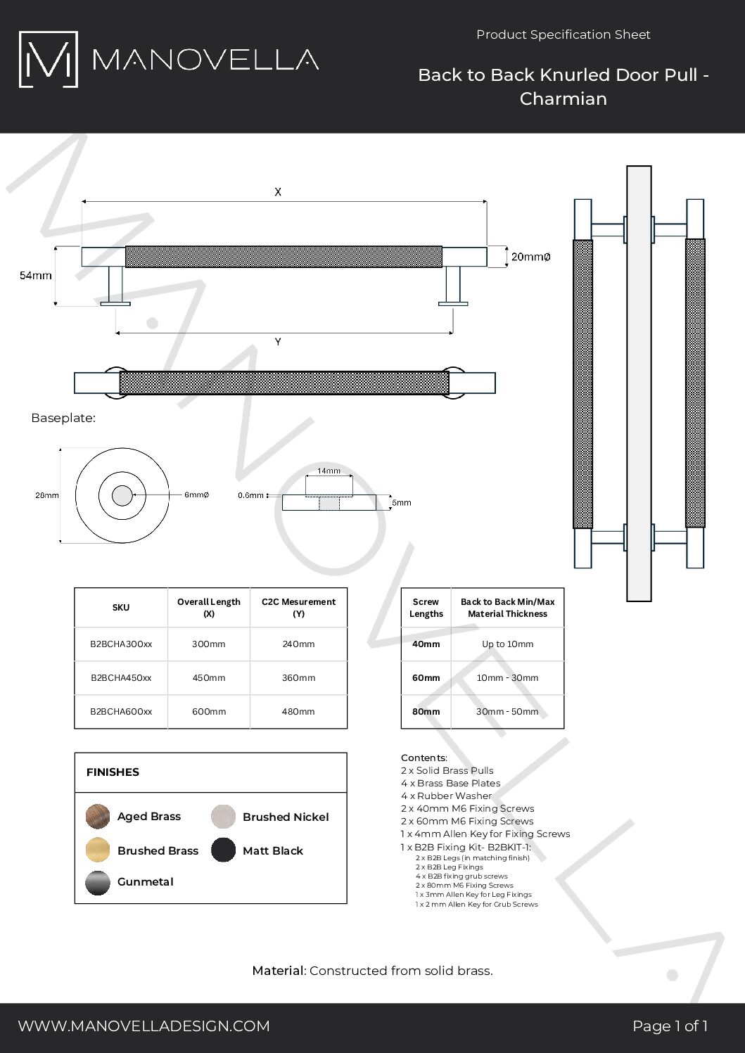 Manovella Gunmetal Roller Lock Kit - Charmian Pull - Image 3