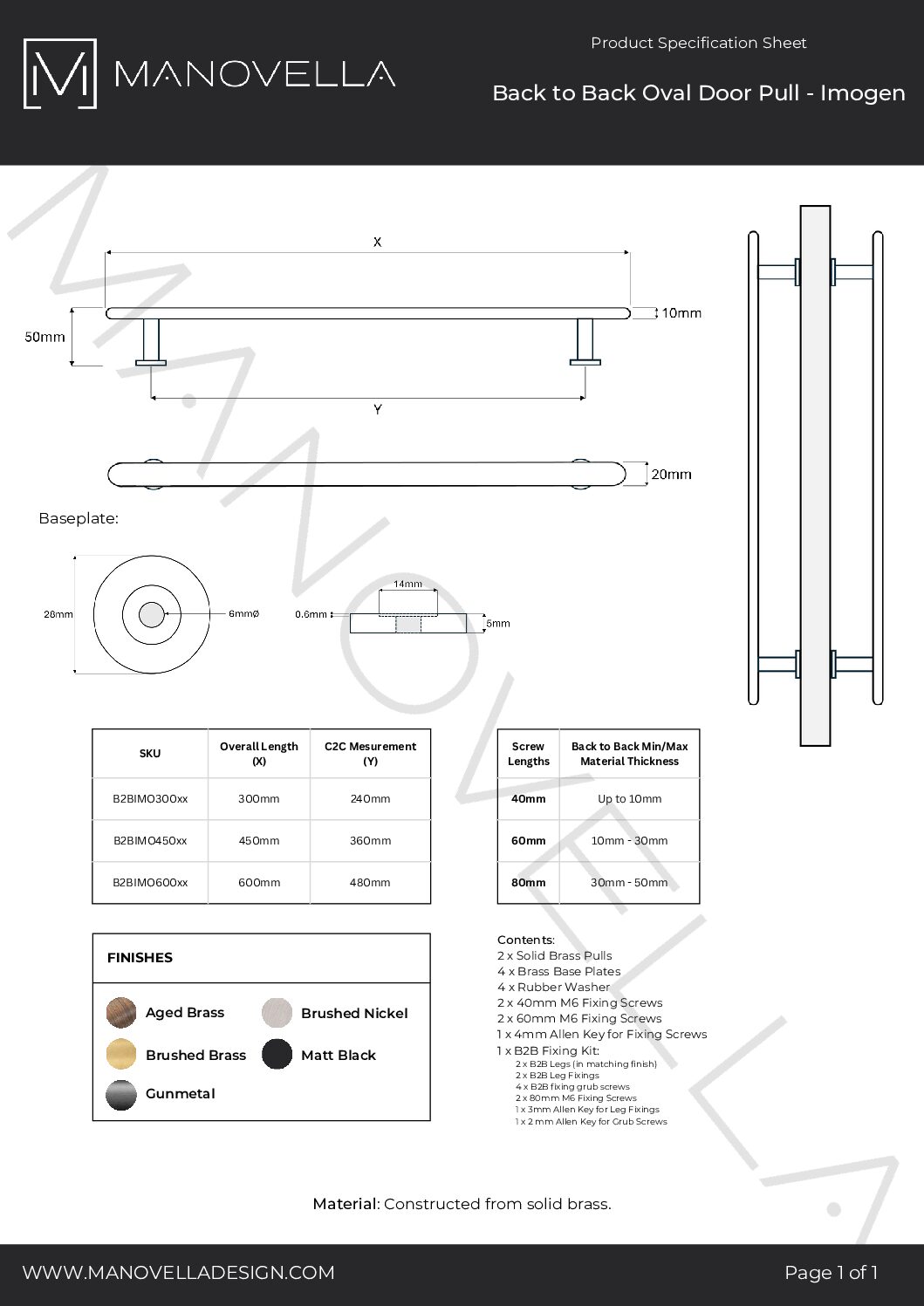 Manovella Gunmetal Roller Lock Kit - Imogen Pull - Image 9