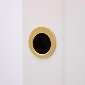 Manovella Satin Brass Round Sliding Door Finger Pull - Image 2
