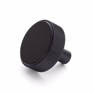 Manovella Matt Black Round Fluted Cabinet Knob - Artemis