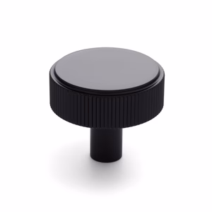 Manovella Matt Black Round Fluted Cabinet Knob - Artemis - Image 3