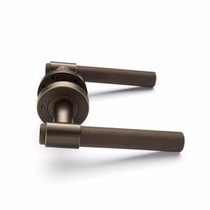 Manovella Aged Brass Knurled Privacy Door Handle - Rosedale - Image 3