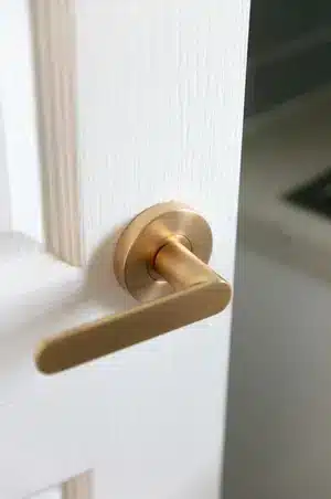 Manovella Satin Brass Passage Door Handle - Fairhaven ( suitable for Fairhaven & Hamilton designs only ) - Image 4