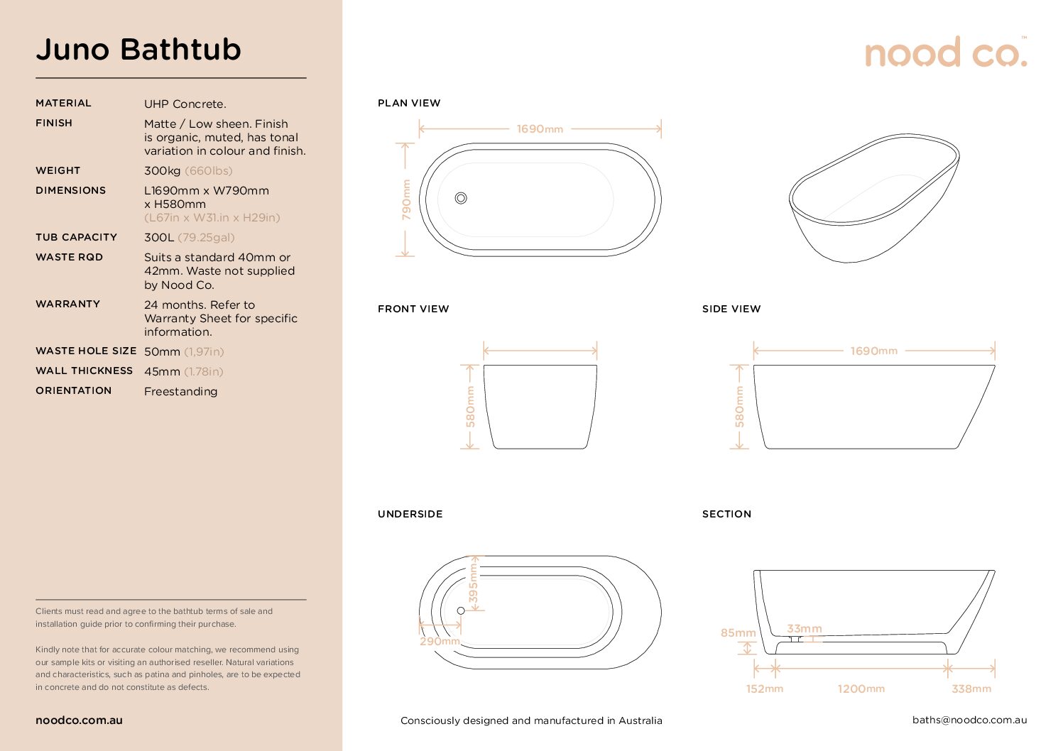 Nood co. Juno Freestanding Bathtub (Blush Pink) - Image 2