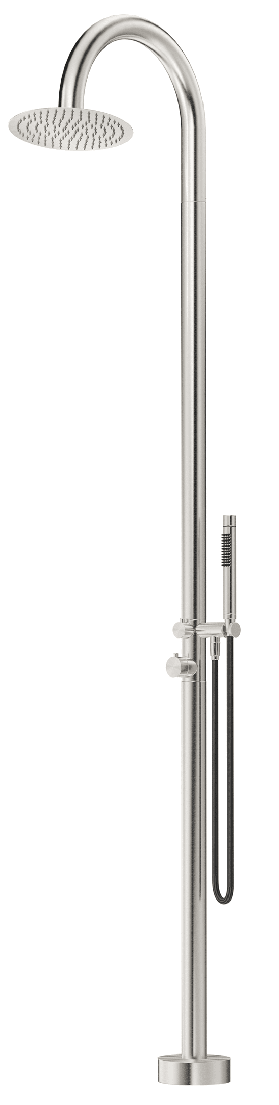 Bella Vista Mica Gooseneck Freestanding Outdoor Shower - Brushed Nickel - Image 5