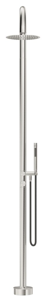 Bella Vista Mica Gooseneck Freestanding Outdoor Shower - Brushed Nickel