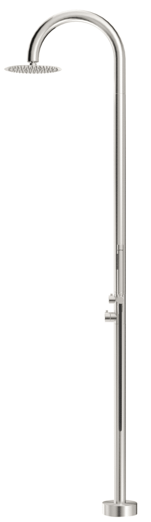 Bella Vista Mica Gooseneck Freestanding Outdoor Shower - Brushed Nickel - Image 4