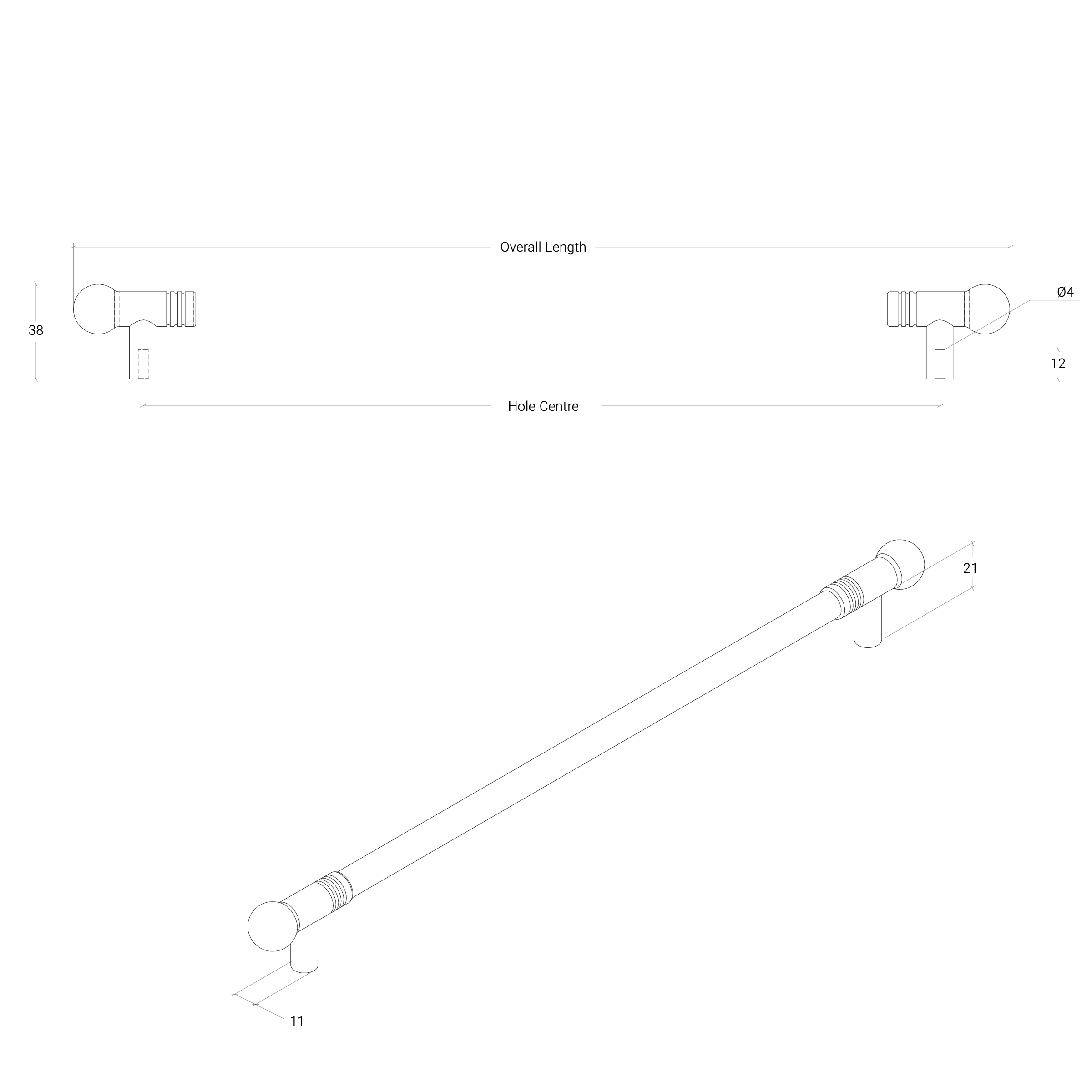 Momo Parla Bar Pull 160mm in Dull Brushed Nickel - Image 2
