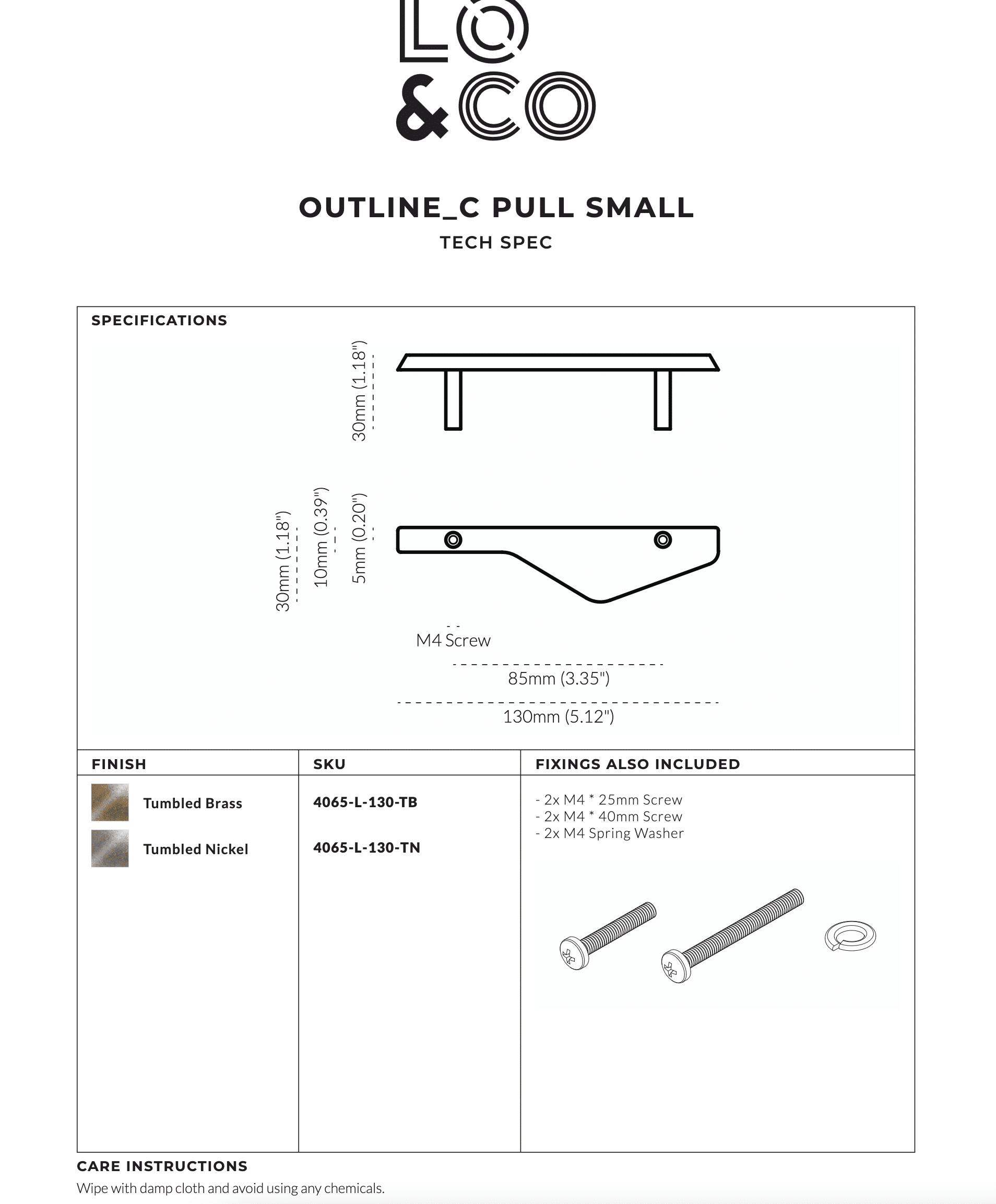 Lo & Co Outline_C Handle Tumbled Brass - Small 130mm - Image 12