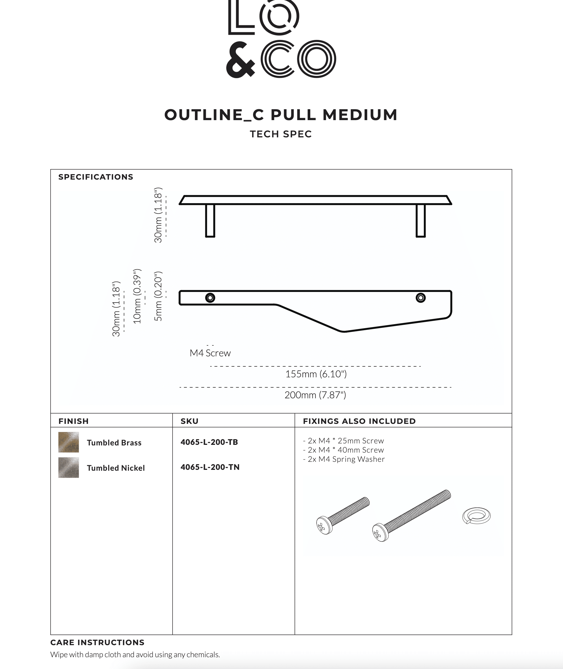 Lo & Co Outline_C Handle Tumbled Brass - Small 130mm - Image 13