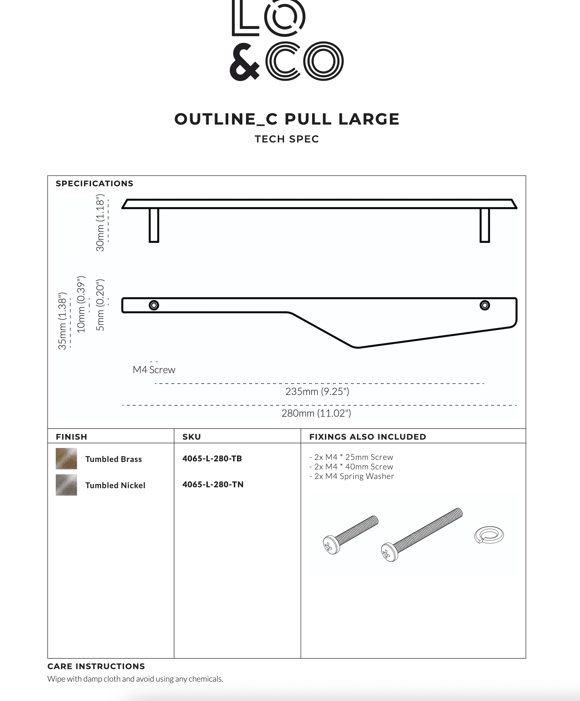 Lo & Co Outline_C Handle Tumbled Brass - Small 130mm - Image 14