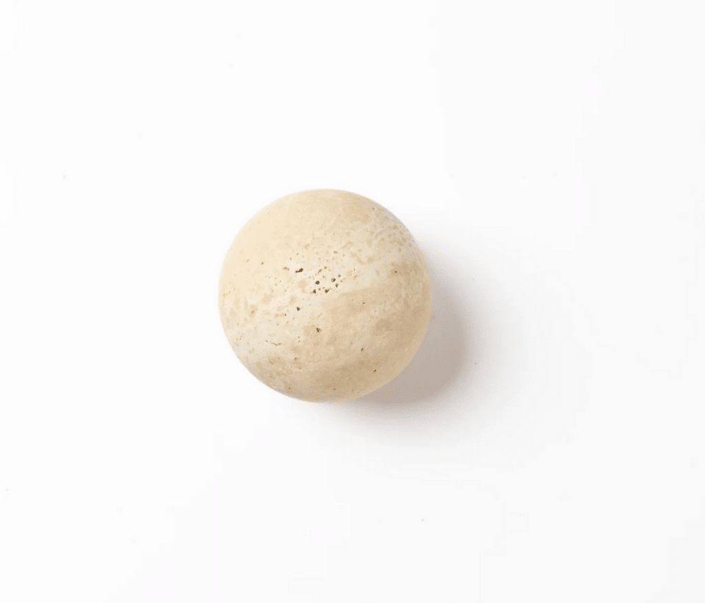 Travertine cabinet knob - cream stone ball