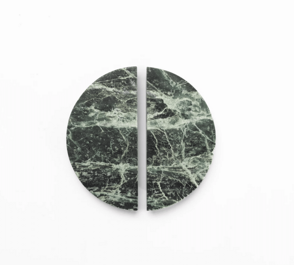Marble cabinet handles - verde semi-circular pair